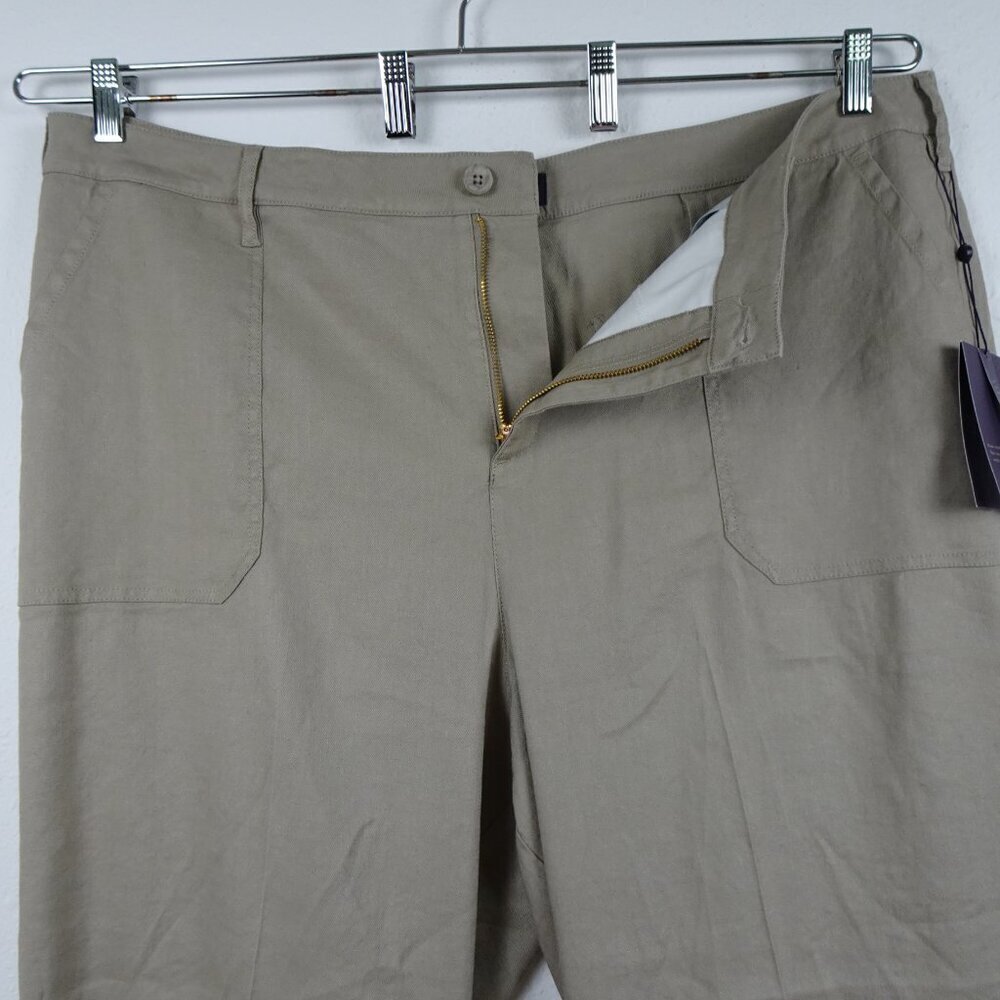 NYDJ Wide Leg Pants Women's Plus Size 18W Brown Linen Blend Cropped Cargo - Picture 4 of 11